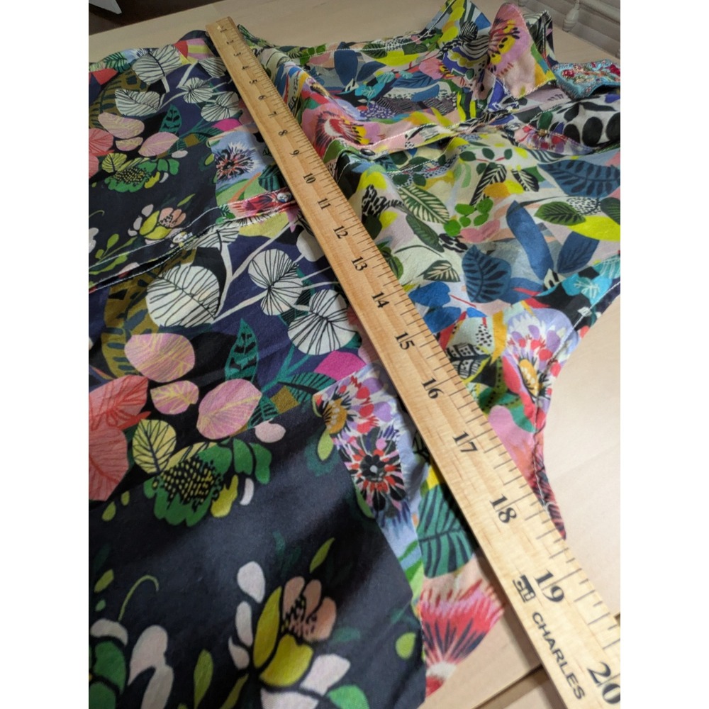 Johnny Was Womens XS Silk Patchwork Floral Sleeveless Button Front Tunic - Picture 5 of 7